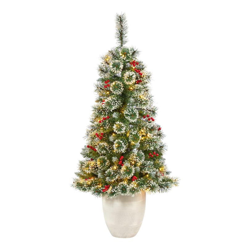 50" Artificial Christmas Tree with 100 LED in White Planter