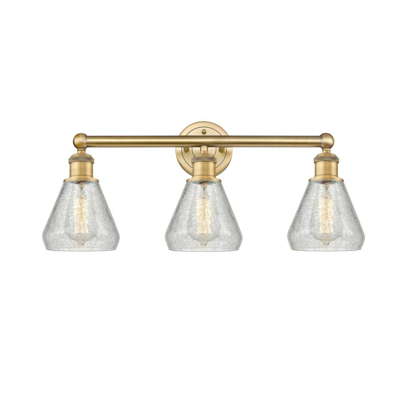 Innovations Lighting 616-3W-13-24 Conesus Vanity Conesus 3 Light 24" - Brushed Brass / Clear Crackle