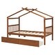preview thumbnail 50 of 72, Creativity House Bed Twin Size Frame with 2 Wood Drawers for Boys Girls, Wood Platform Bed with Roof No Box Spring Needed