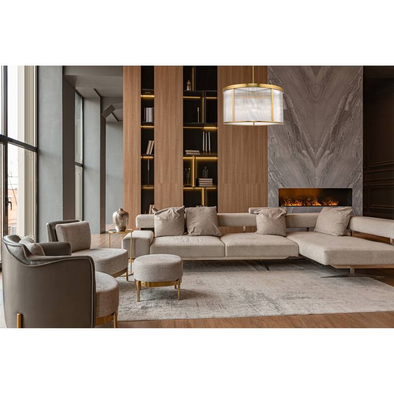 Carnaby by Z-Lite 9 Light Chandelier in Modern Gold with Clear Ribbed Glass Shade - Modern Gold