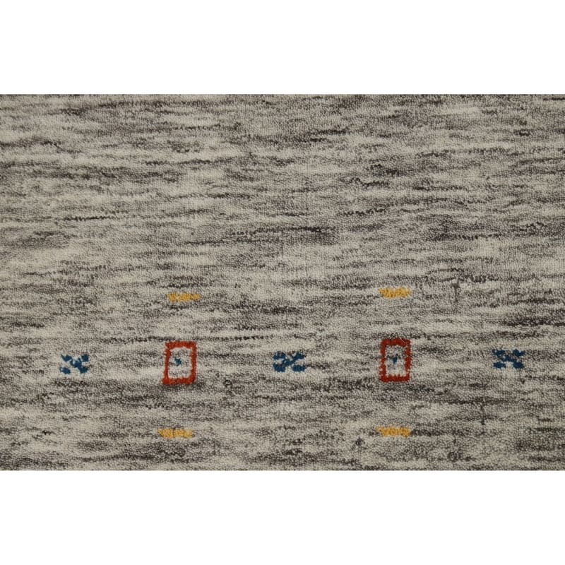 Striped Tribal Gabbeh Oriental Accent Rug Hand-Knotted Wool Carpet - 4'1" x 5'11"