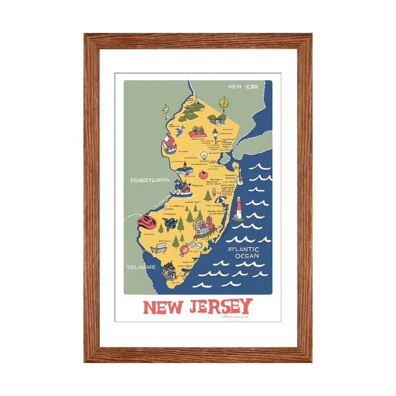 iCanvas "New Jersey II" by Vestiges - Walnut - 32x24x1