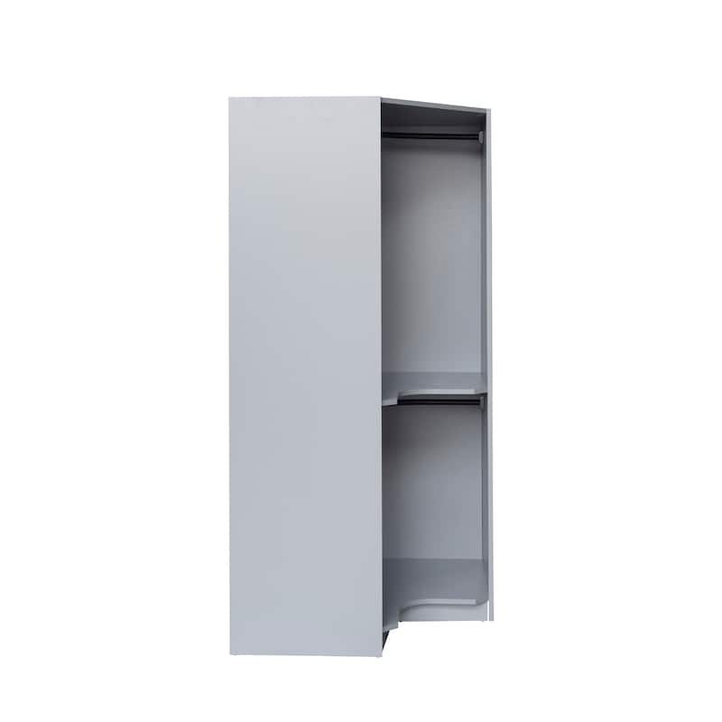 Gray Armoires Polygon Corner Wardrobe Closet Cabinet with Hanging Area