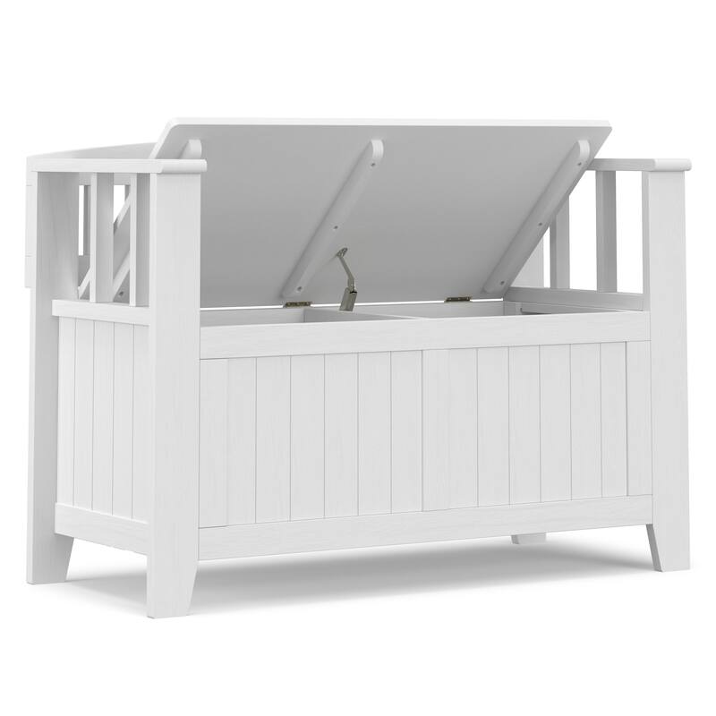 WYNDENHALL Normandy Solid Wood 36 inch Wide Small Storage Bench and 36 inch Wide Storage Cabinet