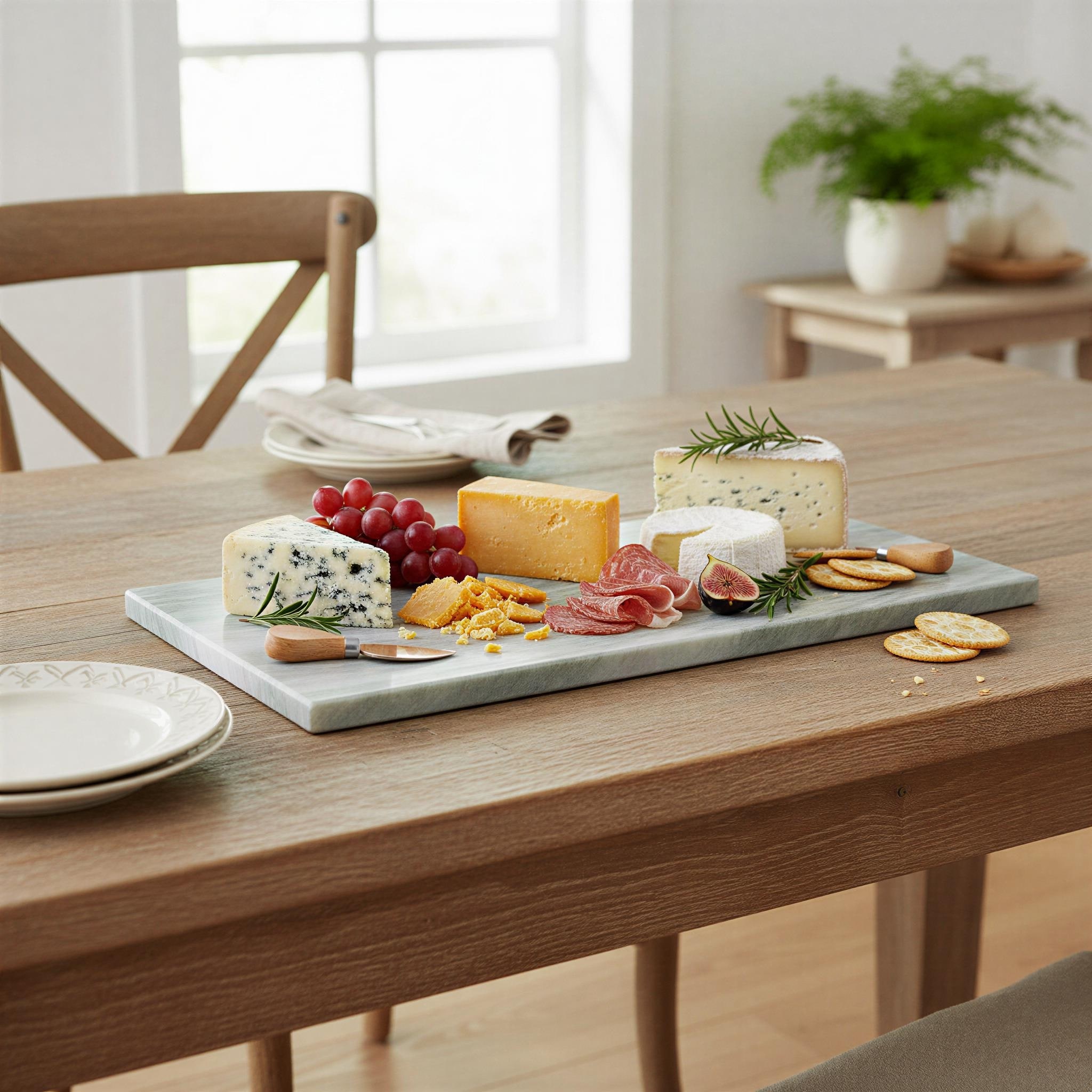 Marble Cheese and Serving Board - 15.0"L x 8.0"W x 0.5"H