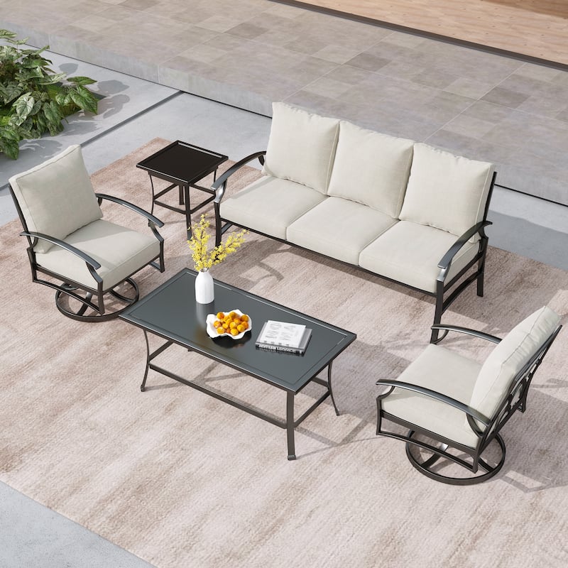 Uixe Metal 5 - Person Patio Conversation Set with Swivel Lounge Chairs