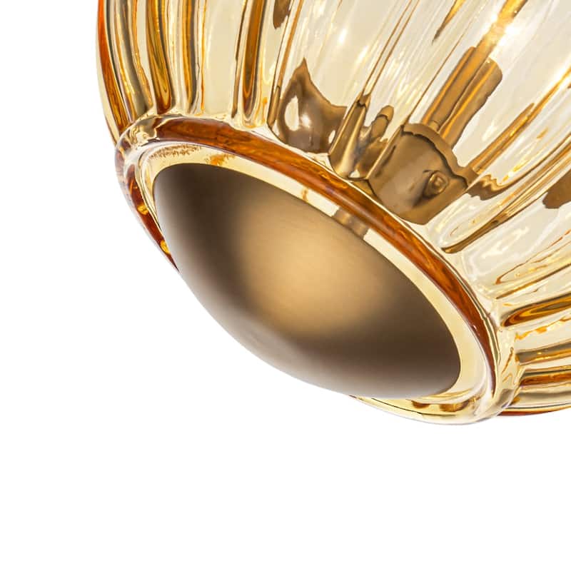 Modern Candle Style Round Reeded Taper Glass Shade Pendant 11in