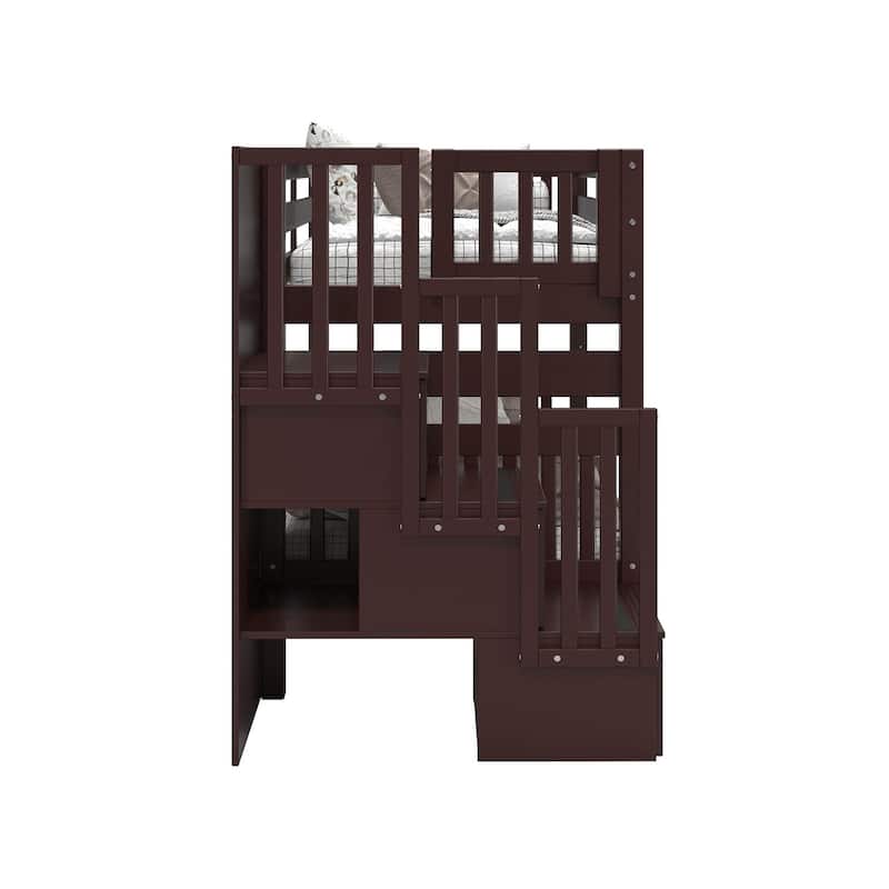 Taylor & Olive Trillium Twin over Twin Stairway Bunk Bed, 3 Steps