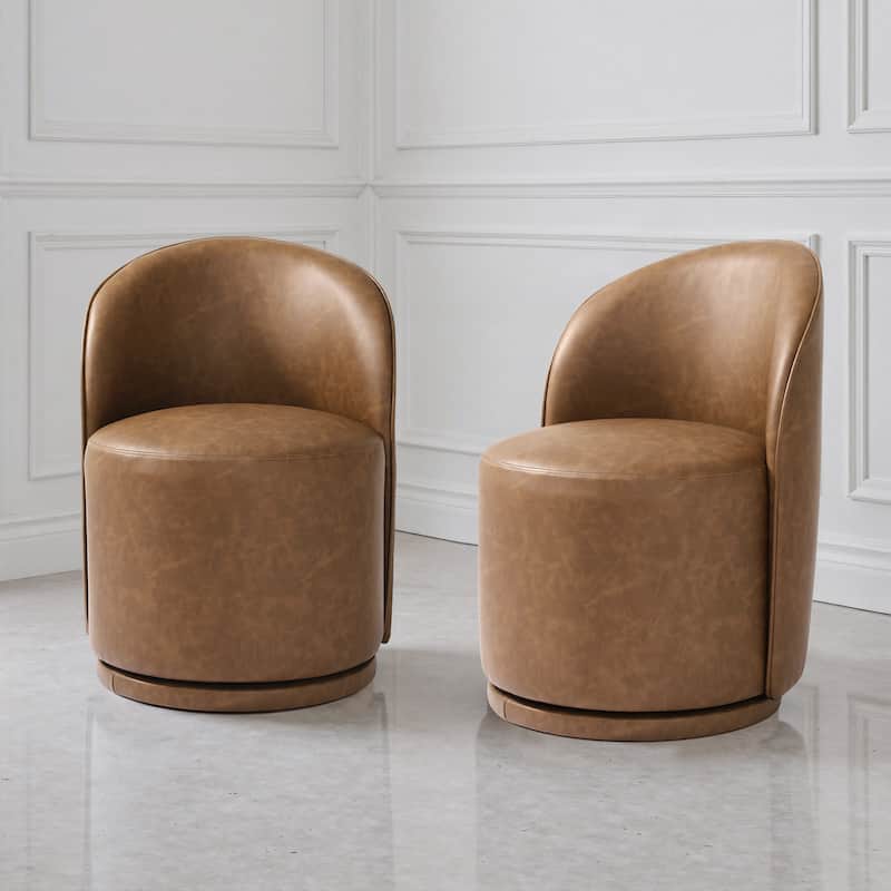 Upholstered Swivel Dining Chair Armless Barrel Chair