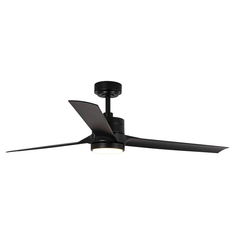 60" Black 3-blade Large Indsutrial LED Ceiling Fan with Light and Remote