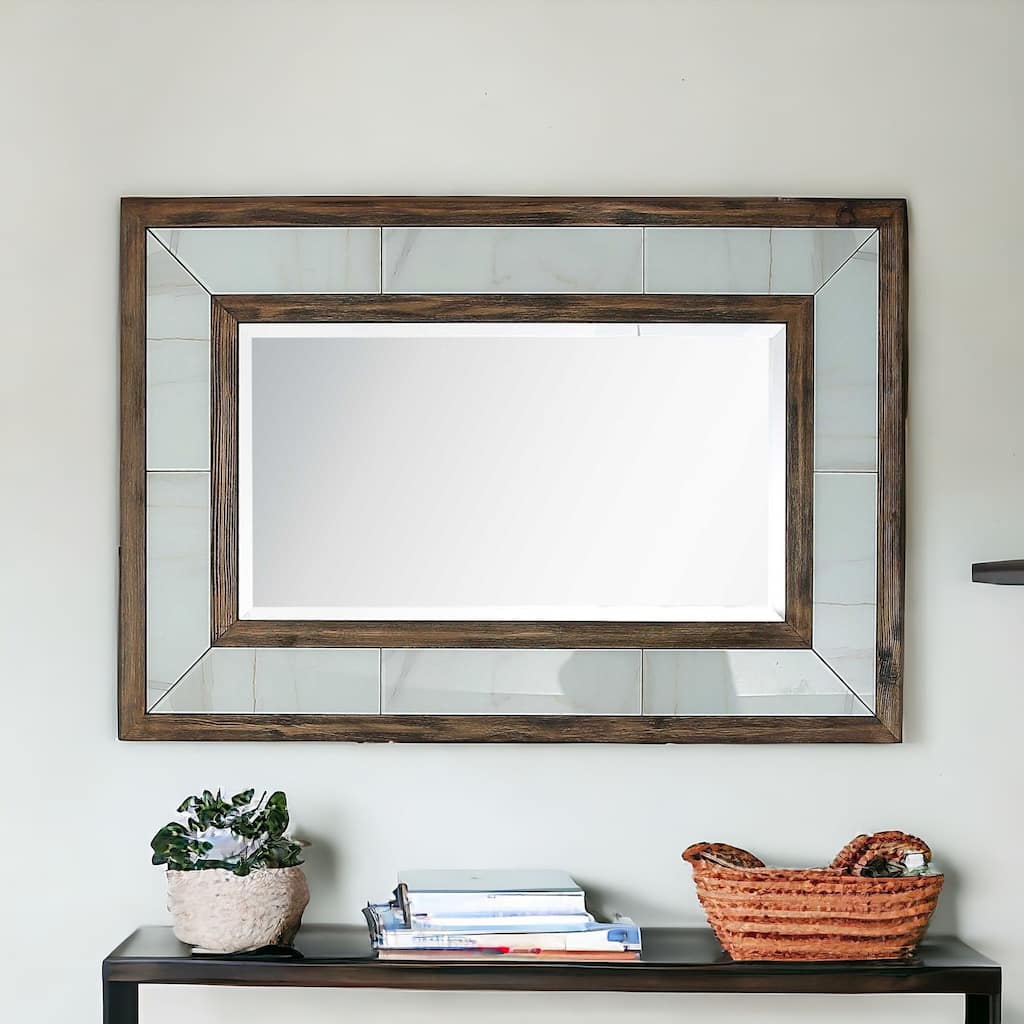 HomeRoots 32" Brown Wood Framed Accent Mirror - 47.2' X '31.5' X '1