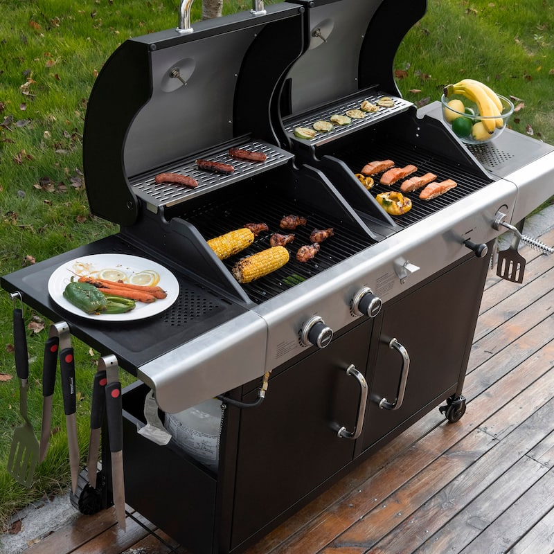 Royal Gourmet 2-Burner Gas and Charcoal Combo Grill, black