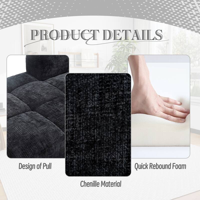 98.42" Modular L-Shaped Sofa with Chaise, Side Pockets, No Compression