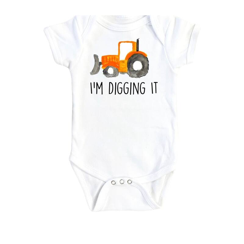 Construction Dig - Baby Boy Girl Clothes Infant Bodysuit Funny Cute Newborn - Natural - Newborn