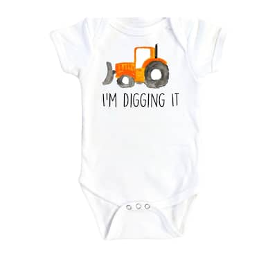 Construction Dig - Baby Boy Girl Clothes Infant Bodysuit Funny Cute Newborn