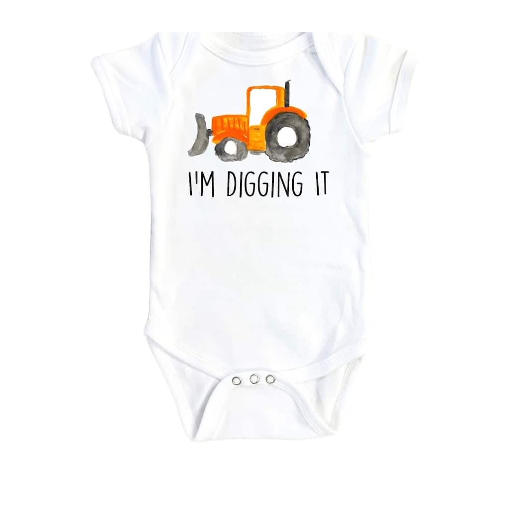 Construction Dig - Baby Boy Girl Clothes Infant Bodysuit Funny Cute Newborn