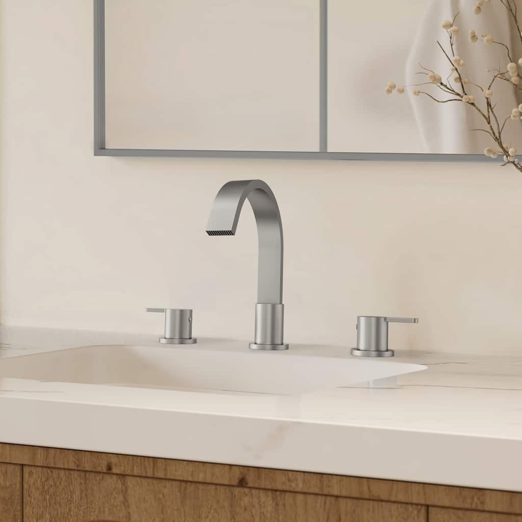 Widespread Bathroom Faucet 3 Hole, 2-handle Bathroom Sink Faucet with Drain Assembly