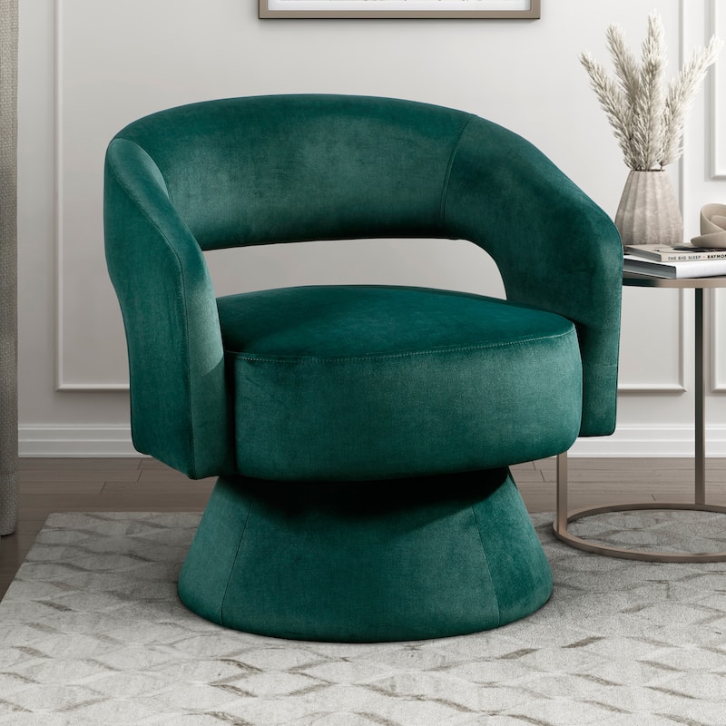 Arden 27" Velvet Swivel Chair - 360-Degree Metal Swivel Base