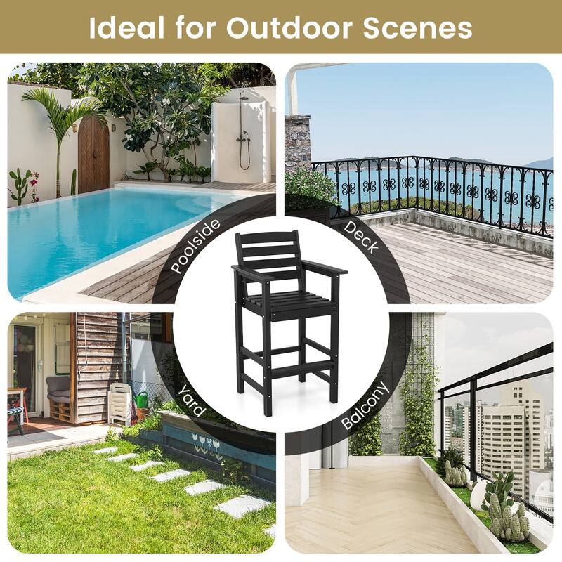 Gymax Patio Bar Stools Set of 4 Tall Adirondack Chair w/ Backrest