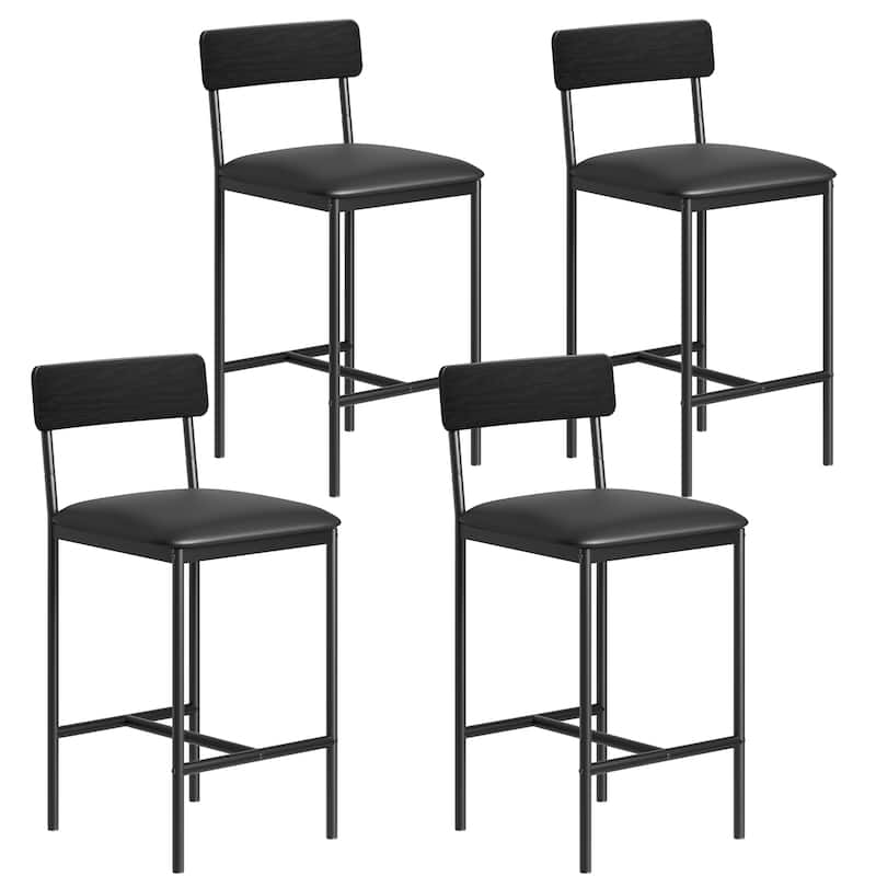 Set of 2 Upholstered Bar Chairs Counter Height Barstools for Kitchen Island - 14.5" L x 16.5" W x 37.4" H