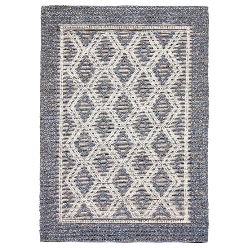 ECARPETGALLERY Braid weave Sienna Navy Wool Rug - 5'2 x 7'3 - Navy - 5'2 x 7'3