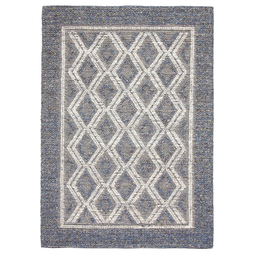 ECARPETGALLERY Braid weave Sienna Navy Wool Rug - 5'2 x 7'3