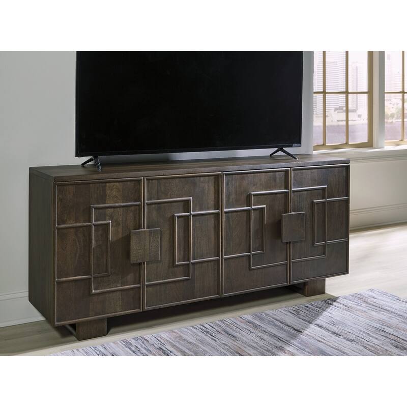 Signature Design by Ashley Cato Dark Brown Accent Cabinet - 67.88" W x 16.25" D x 30.25" H