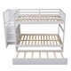 preview thumbnail 7 of 7, White Full Size Pine Wood Bunk Bed with Twin Trundle, Drawers, Storage Racks, and Staircase, Convertible Configuration
