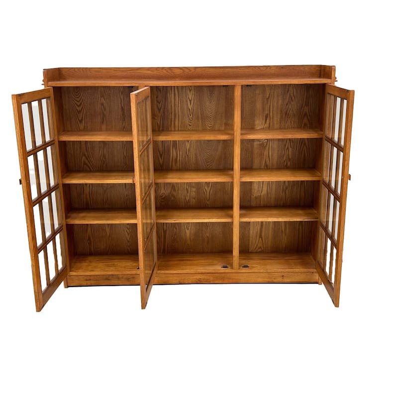 Mission Oak 3 Door Display Bookcase