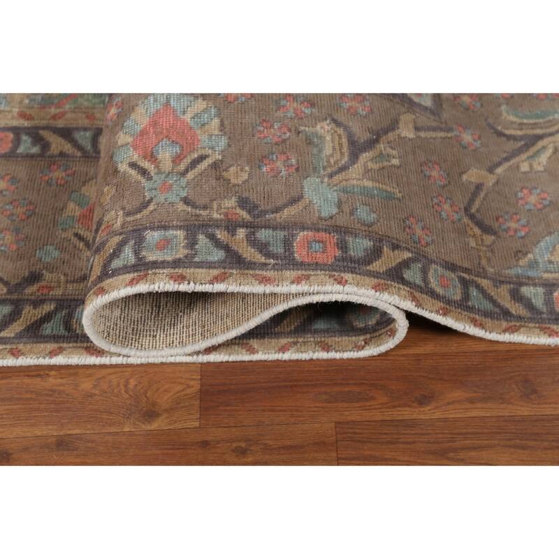 Brown Tabriz Persian Vintage Area Rug Handmade Traditional Wool Carpet - 9'4"x 12'9"