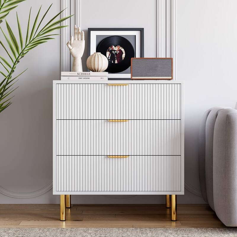 Black Dresser, Modern 3 Drawer Dresser for Bedroom with Gold Handle and Large Drawer