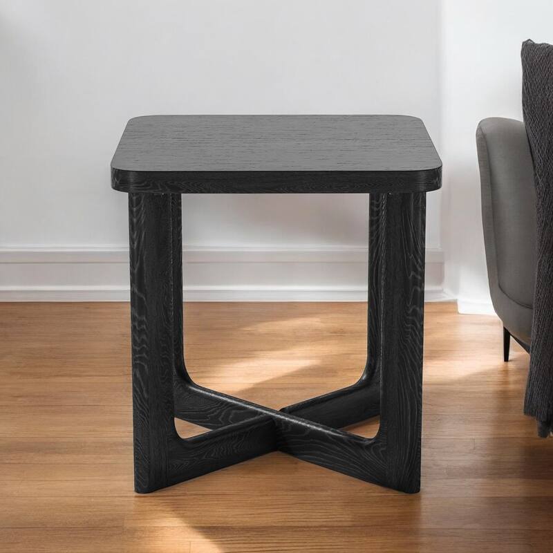 HomeRoots 24" Black Solid Wood Square End Table - Black - Wood