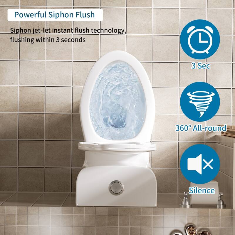 1.1/1.6 GPF Tornado Flush One-Piece Toilet with Comfort Chair Seat ADA Height 17",Rimless Bowl with Soft Closing Seat