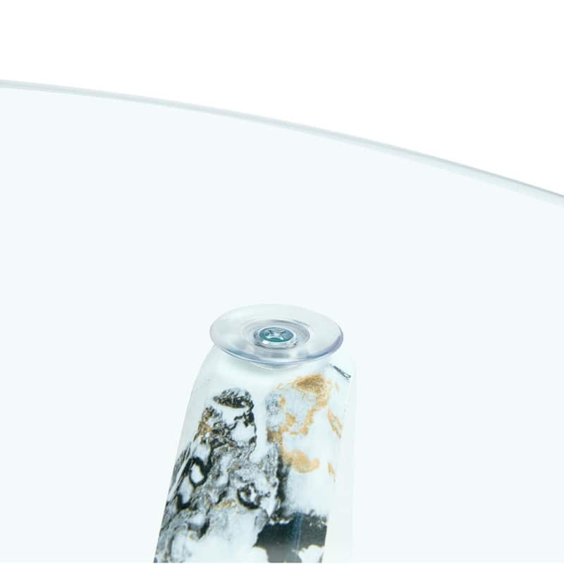 Round glass coffee table, 33.4 "modern design unique coffee table.