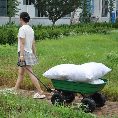 Folding Wagon Dump Cart with Steel Frame and 10-in. Pneumatic Tires