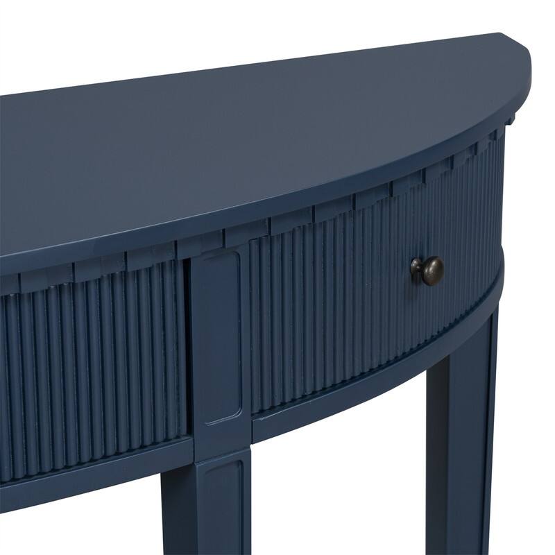 Curve Design Console Table with 3 Storage Drawers, Modern Entryway Table Sofa Table with Vertical Stripe Design and 4 Legs