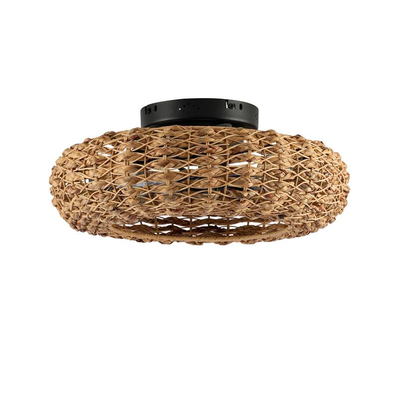 19.6" Bamboo Ceiling Fan With Remote Control ,6 Speed, DC Motor Reversible Ceiling Fan For Living Room