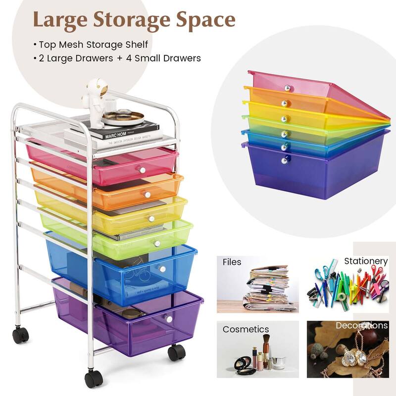Costway 6 Drawer Rolling Storage Cart Scrapbook Paper Office Organizer