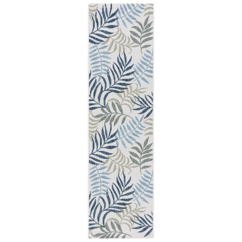 SAFAVIEH Courtyard Kiratsou Indoor/ Outdoor Rug - 2'3" x 8' Runner - Beige/Green Blue