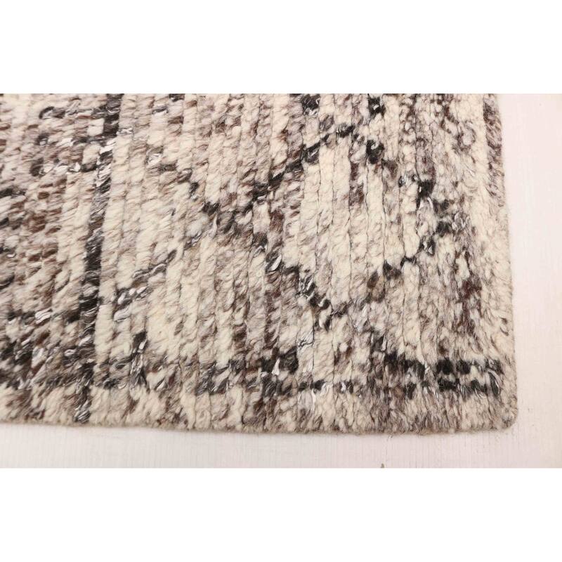 ECARPETGALLERY Hand-knotted Tangier Cream, Taupe Wool Rug - 5'5 x 7'7
