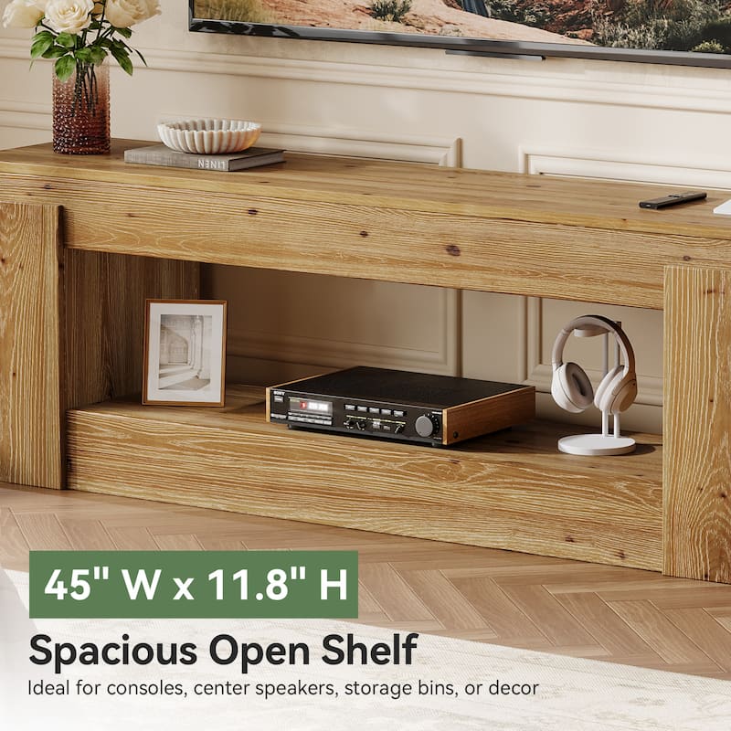 2 Tier Solid Wood TV Stand for Living Room, Fits TVs Up to 75 inches - 62.99" L x 15.75" W x 23.62" H