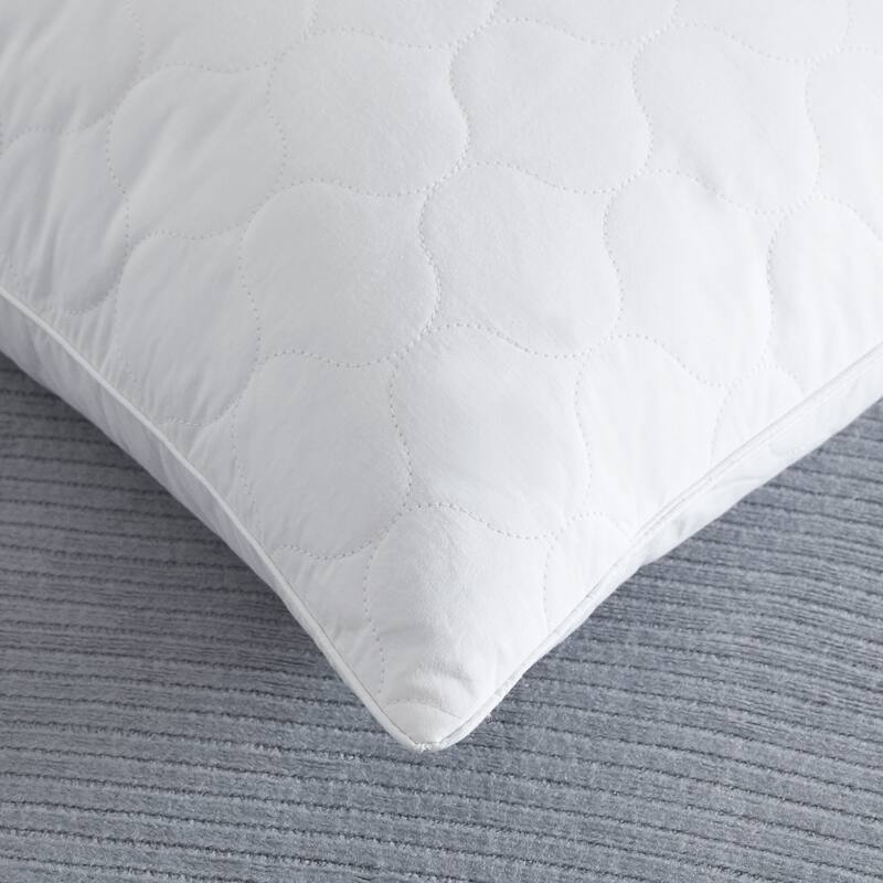 2 Pack Premium Goose Feather Down Bed Pillows 233TC Cotton Cover - White