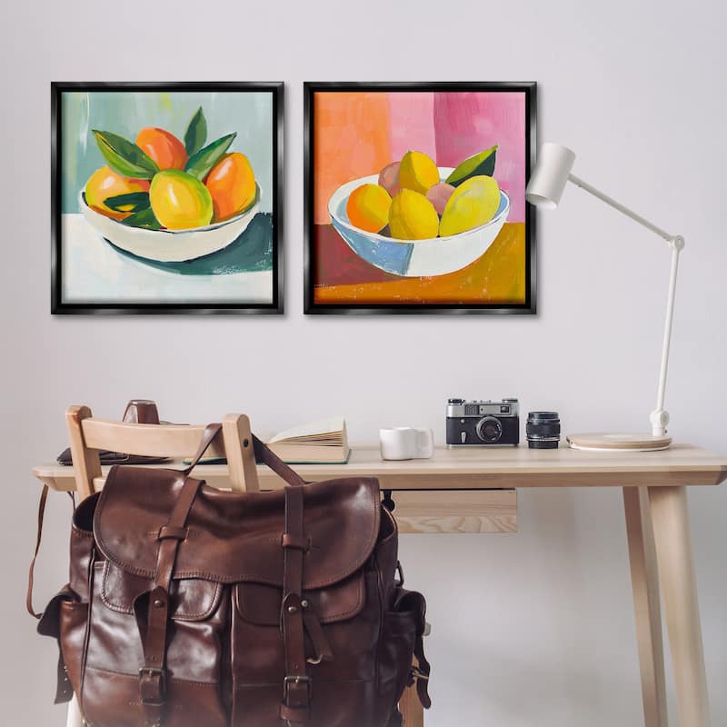 Stupell Fresh Fruits in Bowl Framed Floater Canvas Wall Art Design By Walker Noble (Set of 2)