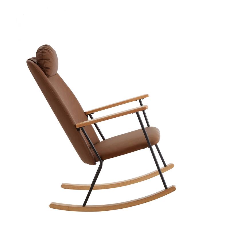 Accent Rocking Chair with Adjustable Headrest Pillow