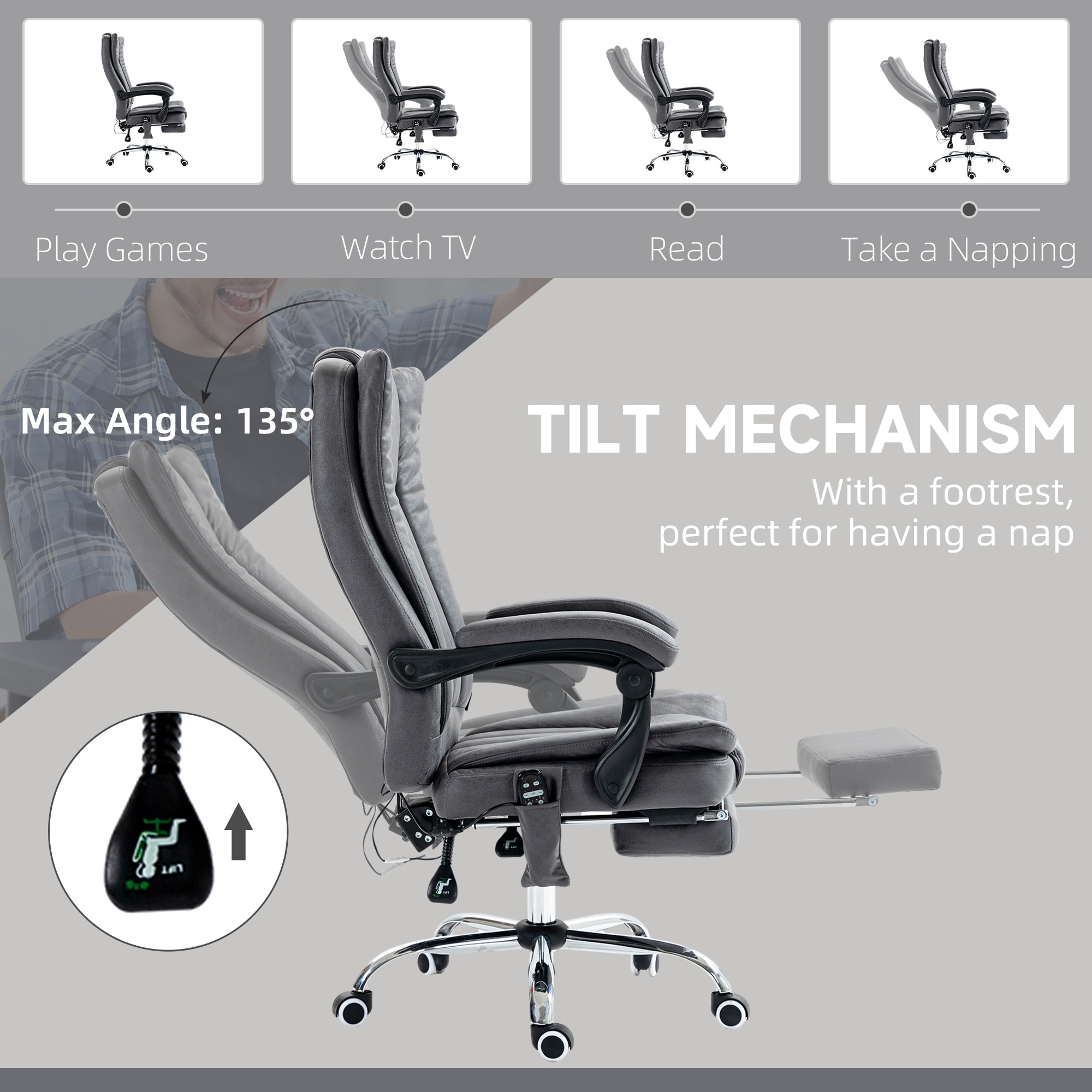 Vinsetto Microfiber Office Chair High Back Computer Chair with 6