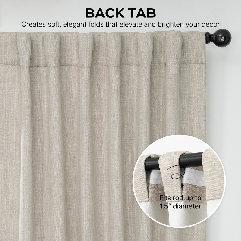 Exclusive Fabrics Faux Textured Faux Linen Room Darkening Curtains for Bedroom & Living Room Curtains (1 Panel)