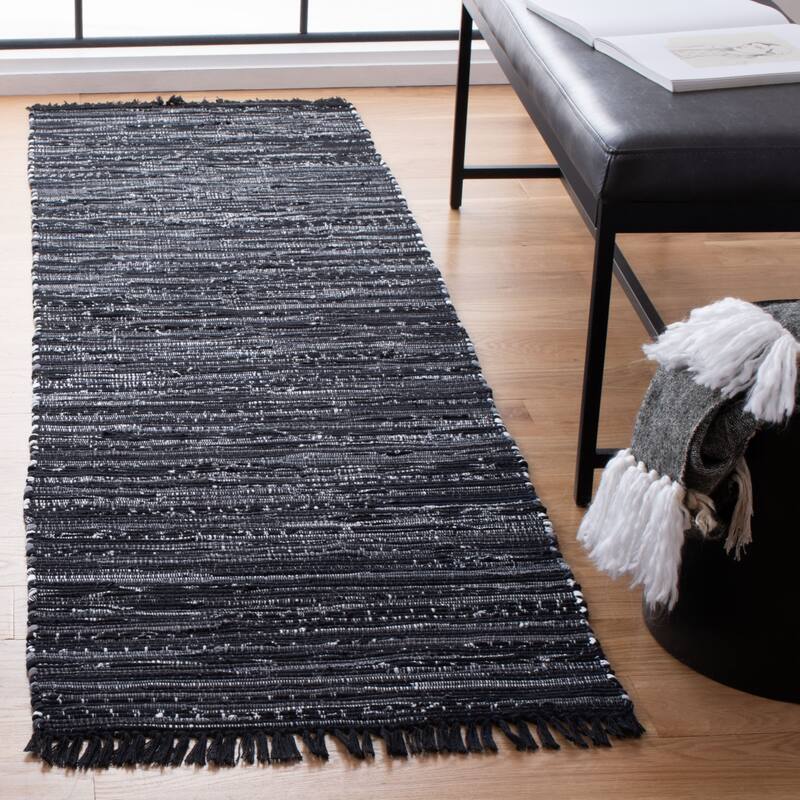 SAFAVIEH Handmade Rag Rug Vistiana Flatweave Cotton Rug - 2'3" x 6' - Black