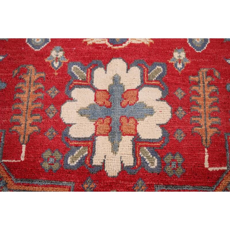 Kazak Oriental Area Rug Hand-Knotted Traditional Wool Carpet - 4'11" x 6'8"
