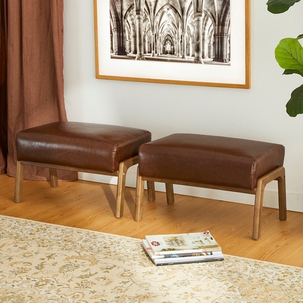 送料無料 いつまで Glitzhome Set of 2 Mid-century Leatherette Ottoman Accent 椅子