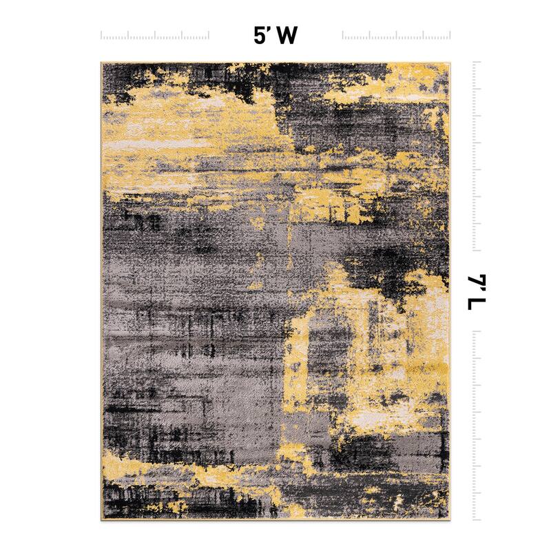 World Rug Gallery Modern Abstract Design Black Area Rug